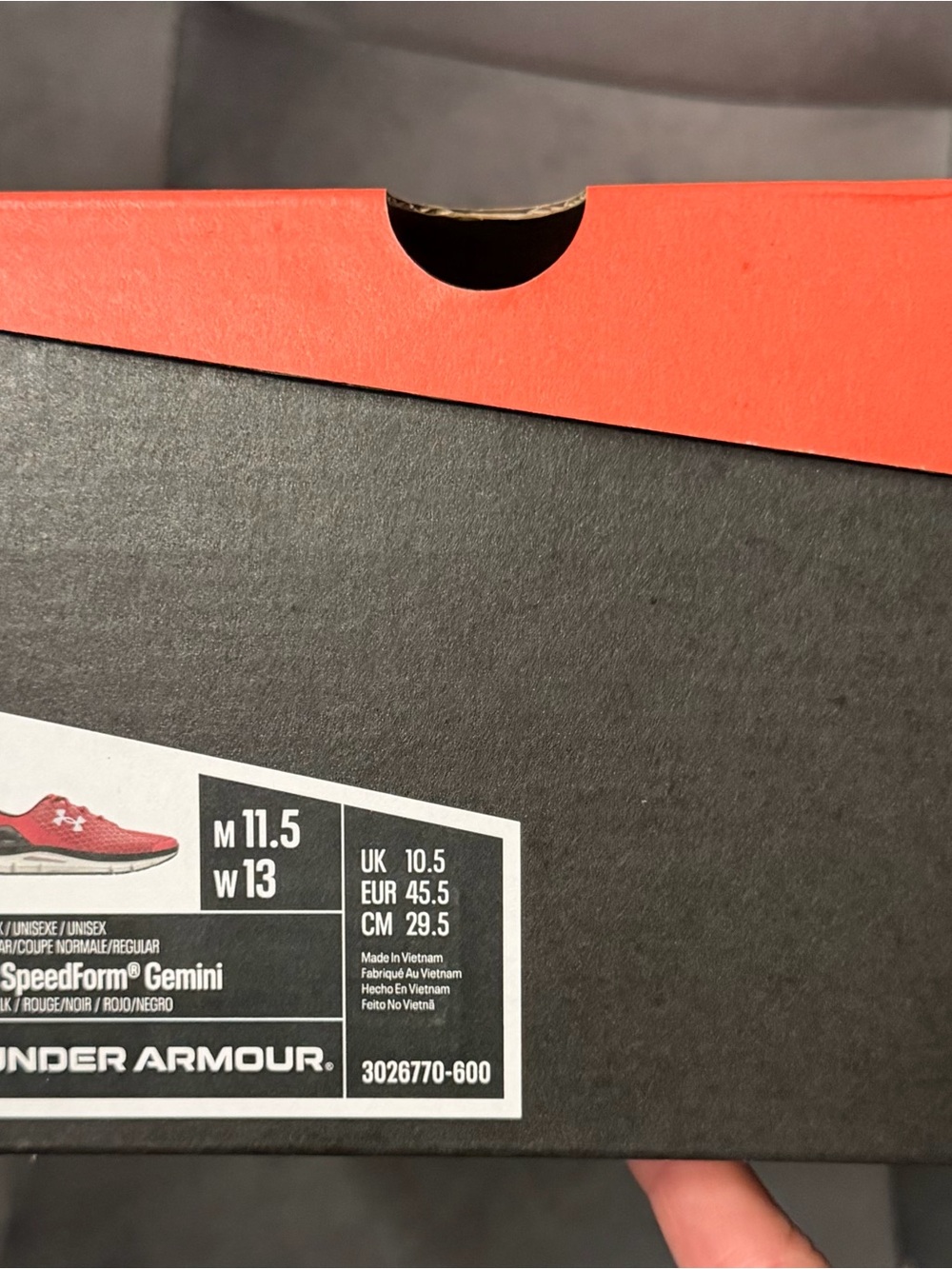 Under Armour UA Speedform Gemini Sneakers Red/Black 3026770 SZ 11.5 Men - Picture 7 of 8